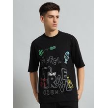 Griffel Men Travel Print Black T-Shirt