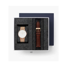 Nordgreen Nativer Bundle White Dial Rose Gold Case Rose Gold 5-Link Brown Leather Watch