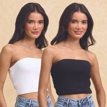 Twenty Dresses by Nykaa Fashion Solid Bandeu Tube Crop Tops (Pack of 2)