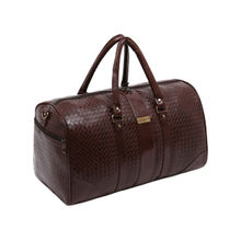 Fur Jaden Brown Textured Leatherette Duffle Bag with External Shoe Pocket
