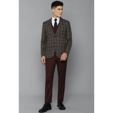 Louis Philippe Men Grey Slim Fit Check Formal Suit (Set of 4)