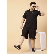 RIGO Men Black Waffle Knit Co-Ord (Set of 2)