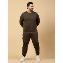 RIGO Men Olive Solid Terry Tracksuit (Set of 2)