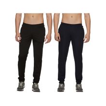 Omtex Elite Athletic Trackpant for Men with Zipper Pockets Black-Navy (Pack of 2)
