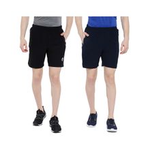 Omtex Kings Casual Sports Shorts for Men Black-Navy (Pack of 2)