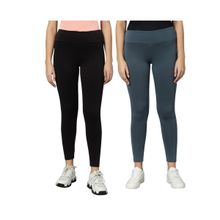 Omtex Yoga Pants For Women,Workout Pants,Stretchable Tights Grey-Black (Pack of 2)