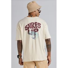 Eszett Men Beige Cotton Typography Oversized Fit T-Shirt