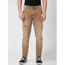 Spykar Mid Rise Comfort Fit Narrow Length Khaki Jeans