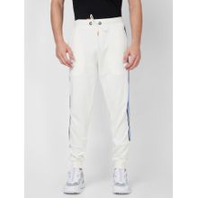 Spykar Ankle Length Mid Rise Off White Track Pant