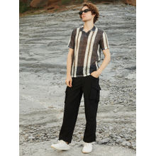 CAHOOT Men Prussian Blue Panel Knit Polot-Shirt