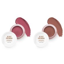 Just Herbs Lip And Cheek Tint Natural Blush Pale Pink And Soft Nude - Pack of 2