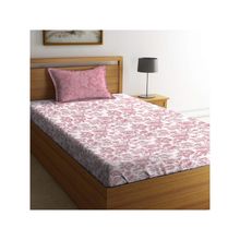 MYTRIDENT Feather Tales 144 TC Cotton Single Bedsheet and 1 Pillow Cover Juliet Pink