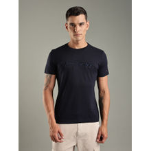 Tommy Hilfiger Navy Blue Logo Regular Fit Cotton T-Shirt