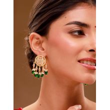 Voylla Green Brass Kundan Pair Of Earrings