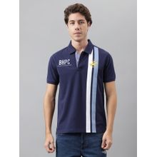 Beverly Hills Polo Club Double Straight Polo T-Shirt - Navy Blue