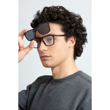 CARRERA Men UV Protected Black Lens Rectangle Sunglasses with Detachable Frame