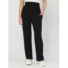 Zelena Laya Cotton-Poly Maternity Pant - Black