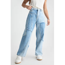 FREAKINS Men Light Blue Patchwork Regular Fit Jeans