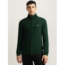 GANT Men Green Solid High Neck Full Sleeves Sweater