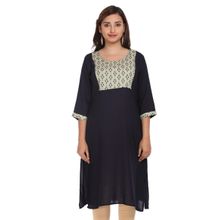 Morph Maternity Stylish Foil Print Nursing Kurta - Blue