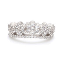 Ornate Jewels Flower Crown Silver Ring