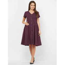 Mystere Paris Classic Checked Maternity Dress - Maroon