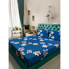 ACKROSS Regal Collection 104Tc Bedsheet with 2 Pillow Covers Blue N Brown (Queen)