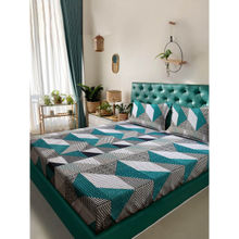 ACKROSS Blossom Royale Collection 144Tc Bedsheet with 2 Pillow Covers Green N Black (Queen)