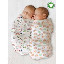 Moms Home Baby Muslin Cloth Swaddle-Pack of 2 Unicorn and Rainbow