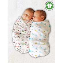 Moms Home Baby Muslin Cloth Swaddle-Pack of 2 Unicorn and Blue Whale