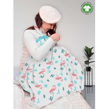 Moms Home Blue Flamingo Organic Cotton Muslin Nursing Cover for Breastfeeding