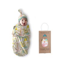 Polka Tots White Cotton Jungle Swaddle Wrap With Cap