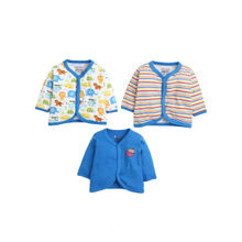 Bumzee Blue & White Boys Front Open Full Sleeves Jablas (pack Of 3)
