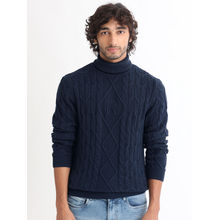 Rare Rabbit Cong Primary Navy Blue Solid Sweater