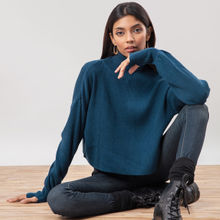 Twenty Dresses By Nykaa Fashion Comfort Matters Teal Sweater