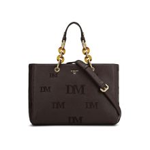 Da Milano Genuine Leather Brown Handbag with Detachable Strap