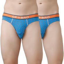 CP BRO Printed Briefs with Exposed Waistband Value - Blue (Pack of 2)