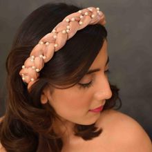 YoungWildFree Peach Twisted With Pearls Embellishment Hair Band-Cute Fancy Design For Women