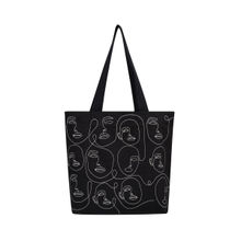 Doodle Collection Premium Zippered Pure Organic Cotton Tote Bag - Faces