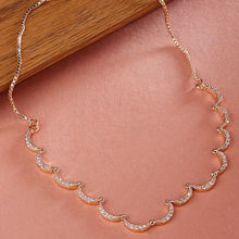 Zaveri Pearls Rose Gold Cubic Zirconia Crescent Shape Sleek Necklace-ZPFK15270