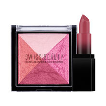 Swiss Beauty HD Matte Lipstick + Baked Blusher & Highlighter Combo
