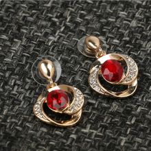 Crunchy Fashion Twisted Tales Red Crystal Earrings for Women