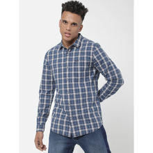Lee Men Blue Checked Slim Fit Shirt