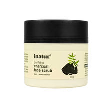 inatur Charcoal Face Scrub for Blackheads, Acne & Oily Skin with Neem & Basil, Sulphate-Free