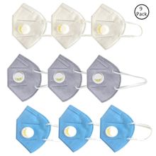 Fabula Pack Of 9 Anti-Pollution Reusable 5 Layer Mask - White Blue Grey