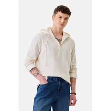 Snitch Cream Solid Full Sleeves Regular Casual Shirt for Men