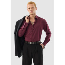 Snitch Burgundy Solid Full Sleeves Slim Formal Shirt