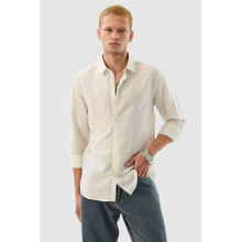 Snitch Off White Textured Full Sleeves Slim Casual Shirt