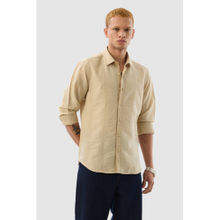Snitch Beige Textured Full Sleeves Slim Casual Shirt