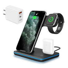 UNIDOCK 3-in-1 15W Qi Certified Fast Wireless Charging Station-iwatch/airpods/iphone (with 18W Adapter)